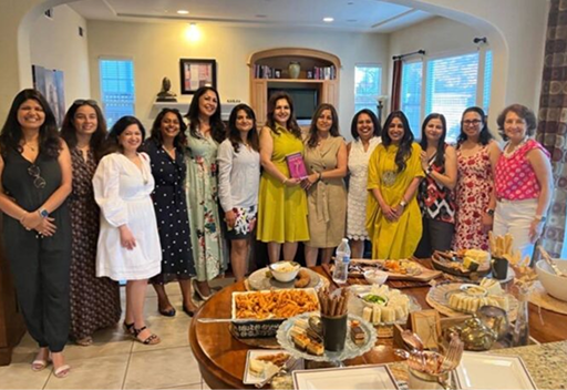 Group of women standing in living room